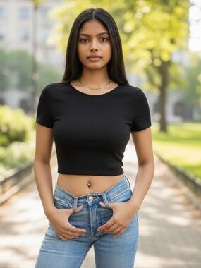 Black Lace Open Back Crop Top